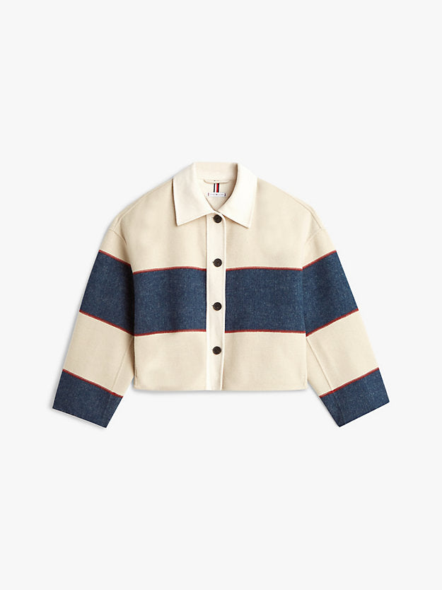 Oversized Wool Blend Rugby Cropped Jacket