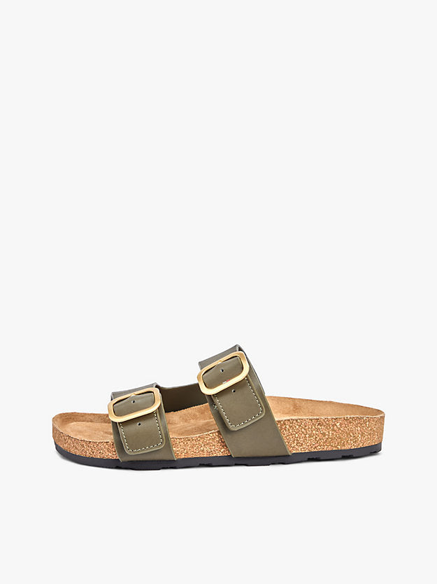 Leather Double Strap Cork Sandals