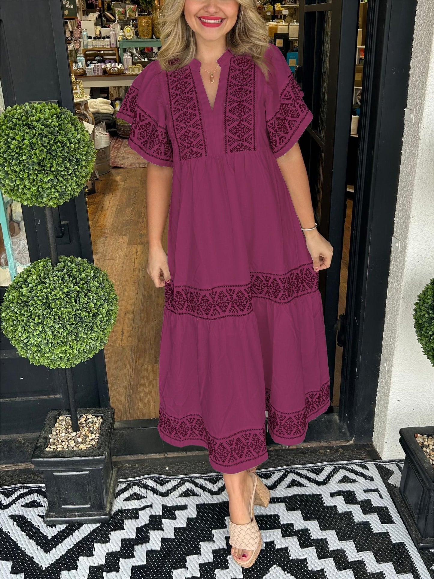 Robe longue bohème à col en V pour femme (2 achetées, livraison gratuite)