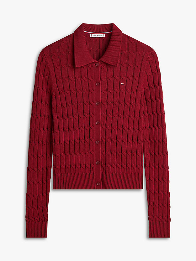 Cable Knit Polo Cardigan