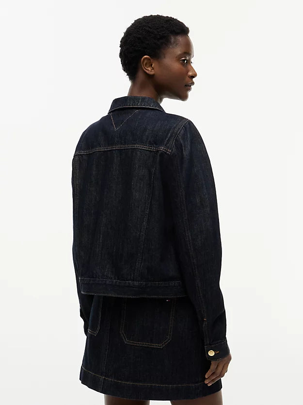 Gold-Tone Button Denim Jacket