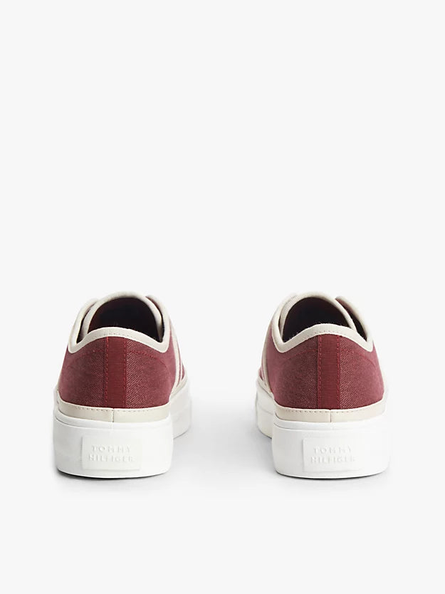 Contrast Piping Canvas Platform Trainers