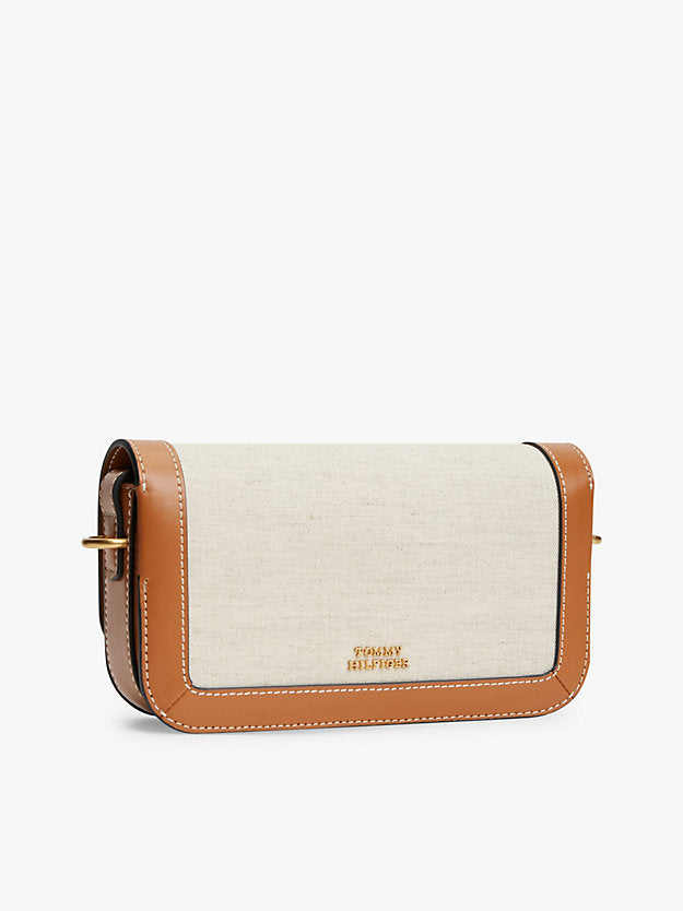 Canvas Leather Trim Crossbody Bag
