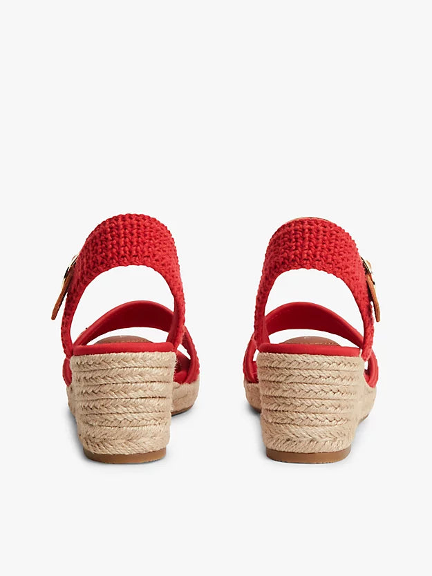 Logo Plaque Woven Wedge Heel Espadrilles