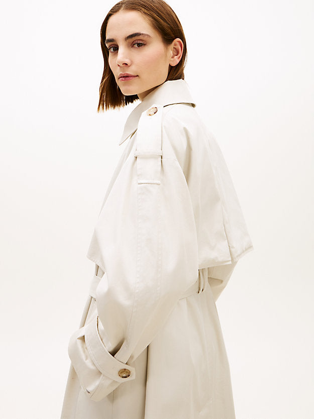 Water Repellent Twill Oversized Trench Coat
