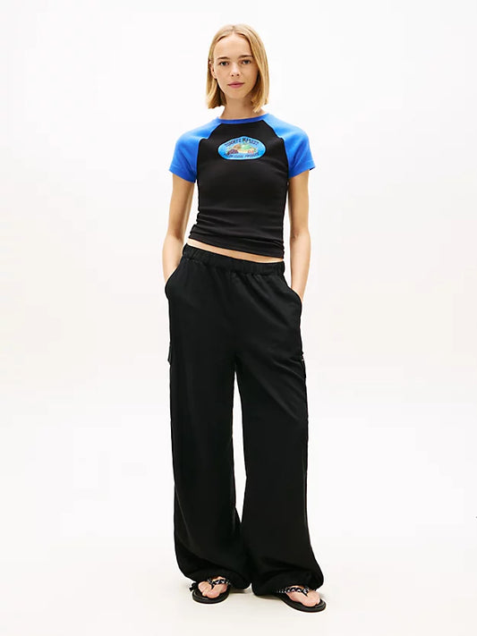 Linen Blend Wide Leg Cargo Trousers