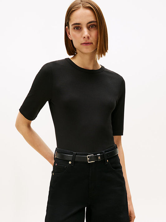 Ribbed Slim Half Sleeve T-Shirt