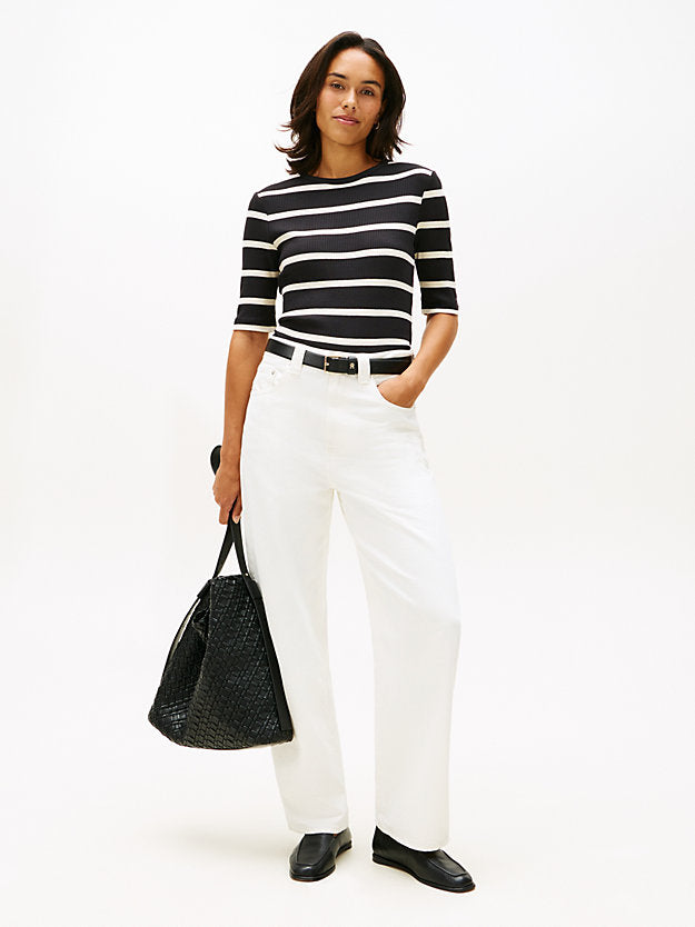Ribbed Slim Half Sleeve T-Shirt