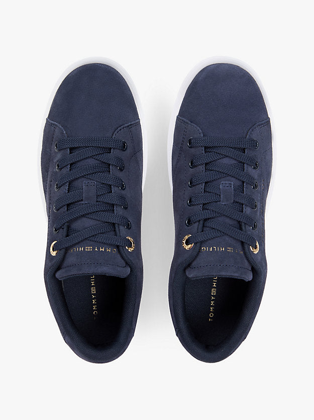 Suede Metallic Logo Cupsole Trainers