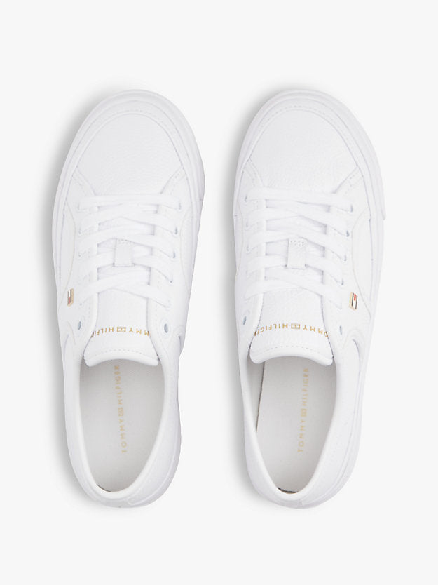 Logo Pebble Grain Leather Platform Trainers