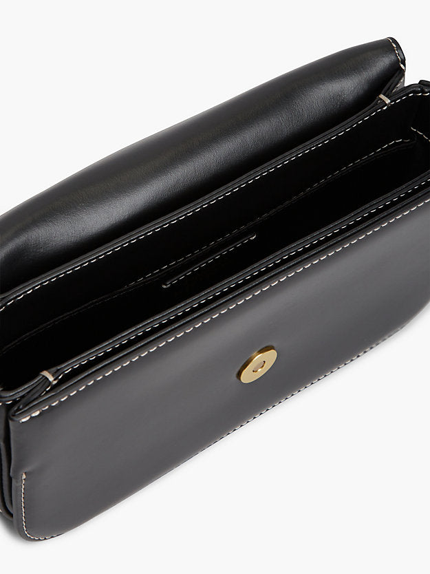 Leather Flap Logo Plaque Crossbody Bag
