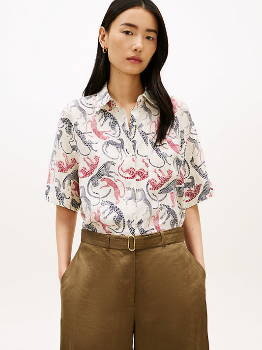 Relaxed Fit Pure Linen Short Sleeve Shirt