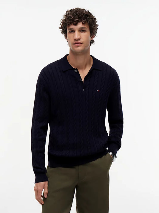 Cable Knit Polo Jumper