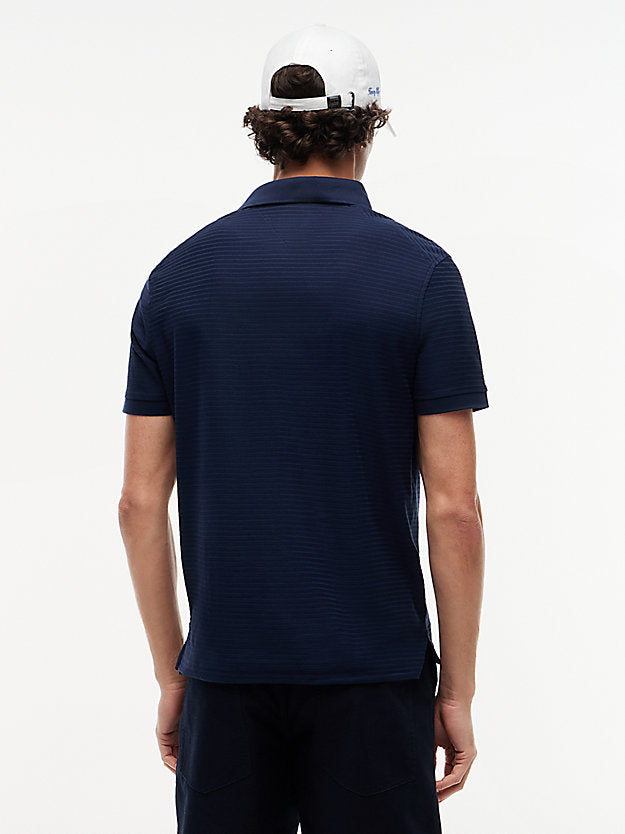 New York Label Regular Fit Textured Stripe Polo Shirt
