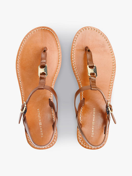 Leather Monogram Strap Sandals