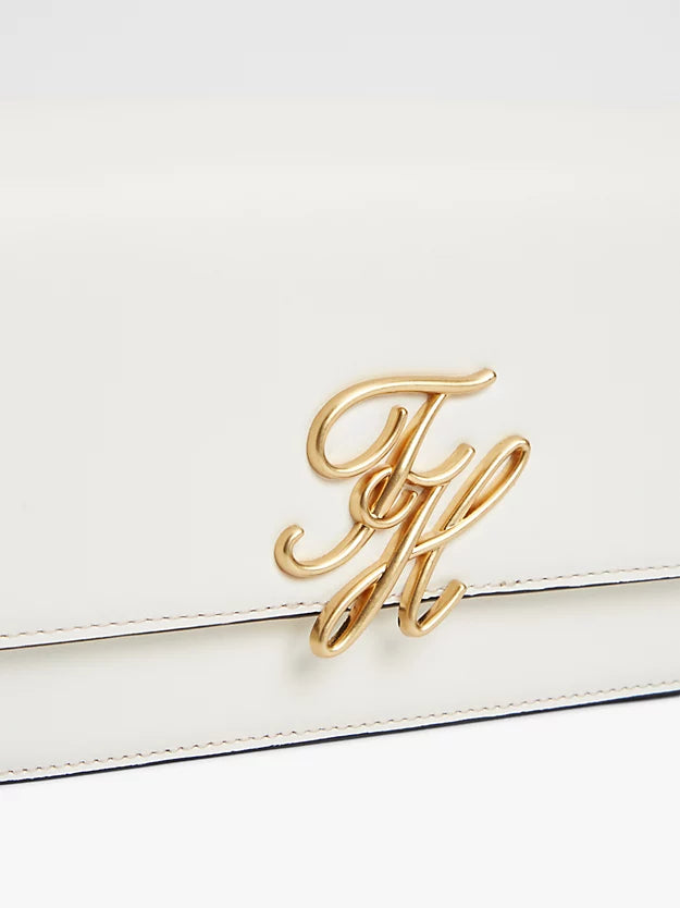 Leather Flap Logo Plaque Crossbody Bag