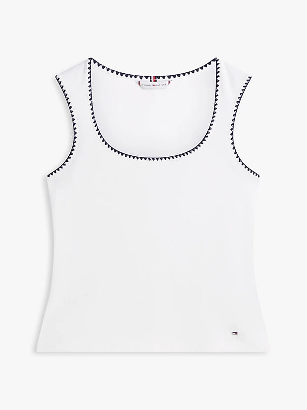 Contrast Stitch Ribbed Slim Tank Top
