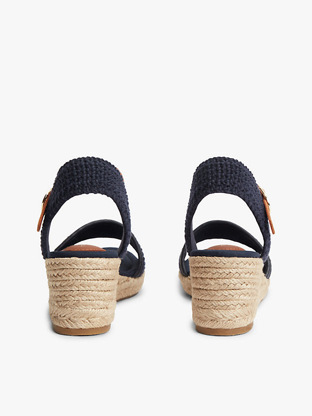 Logo Plaque Woven Wedge Heel Espadrilles