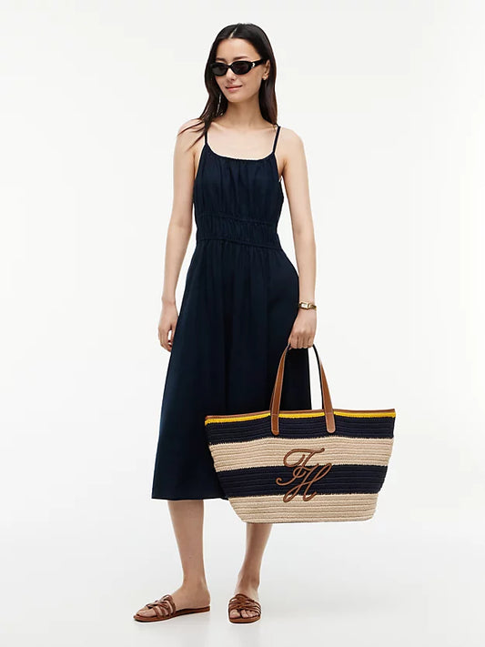 Woven Stripe Logo Appliqué Tote Bag