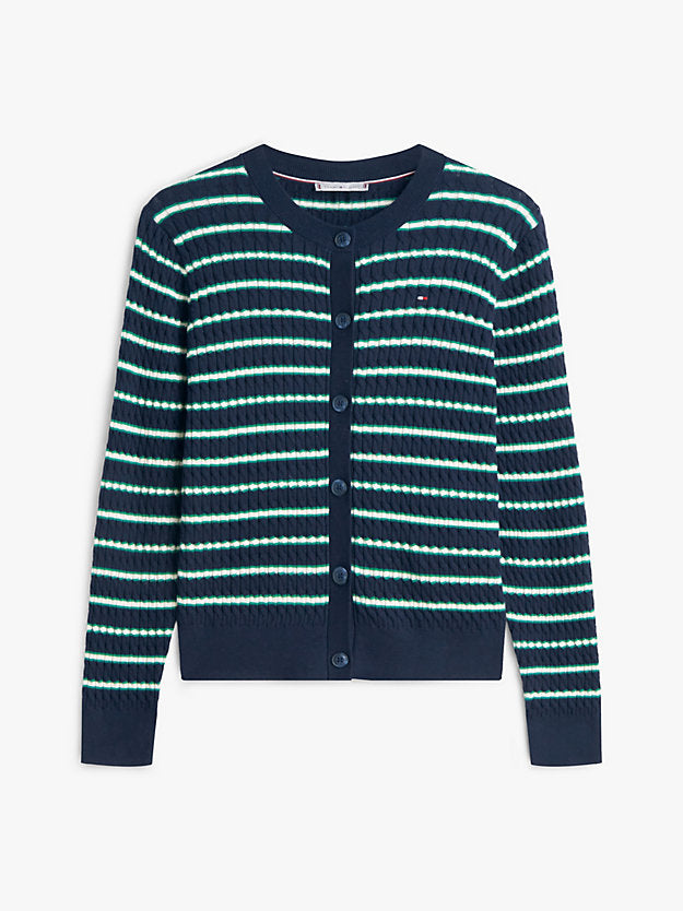 Cable Knit Crew Neck Cardigan