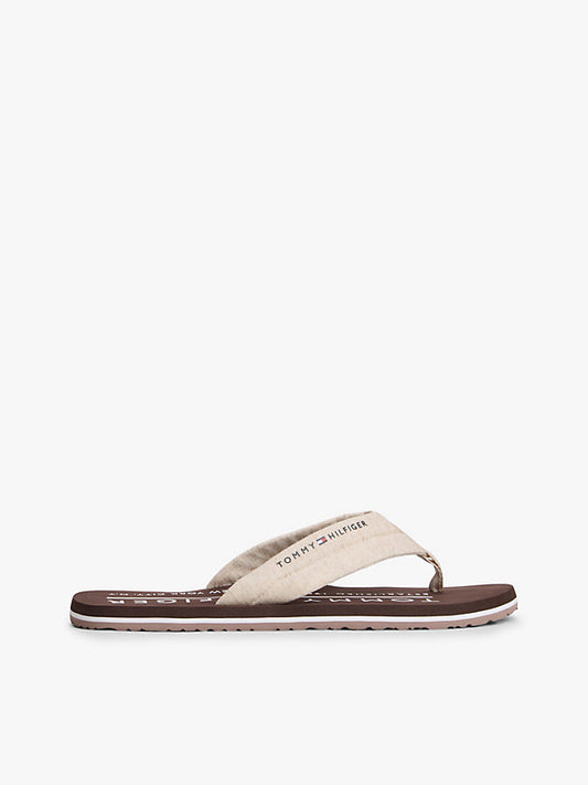 Pure Linen Chambray Jacquard Flip-Flops