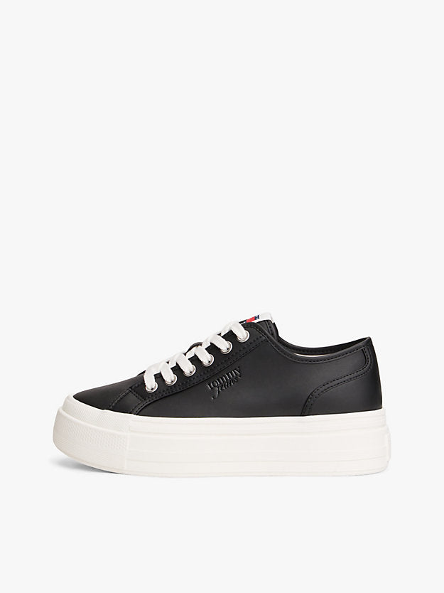 Debossed Logo Platform Trainers WiLeather