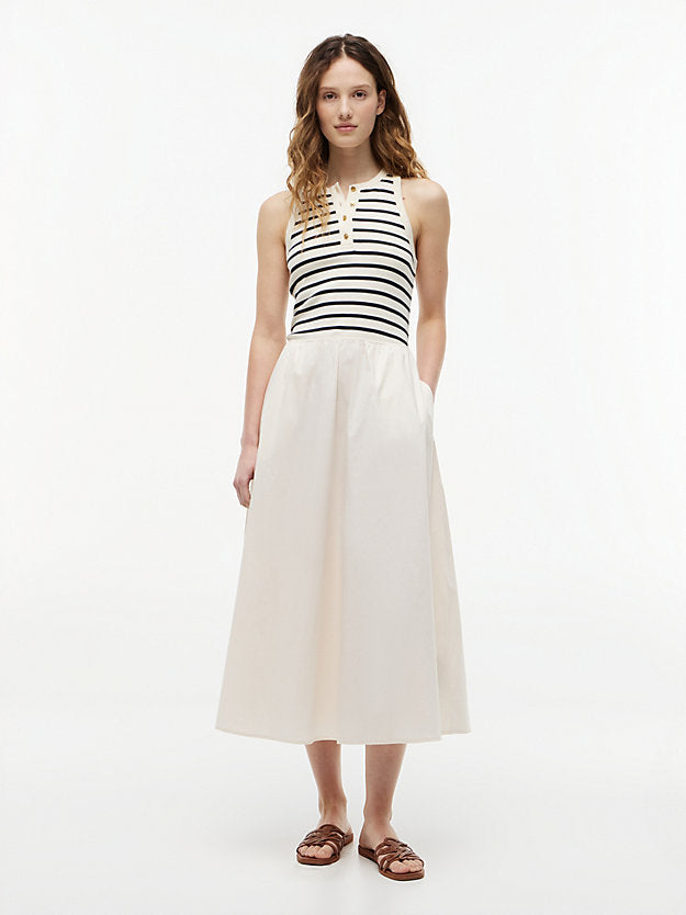 Gold-Tone Button Sleeveless Maxi Dress
