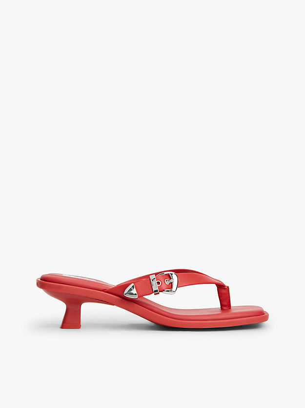 Leather Kitten Heel Toe Post Sandals
