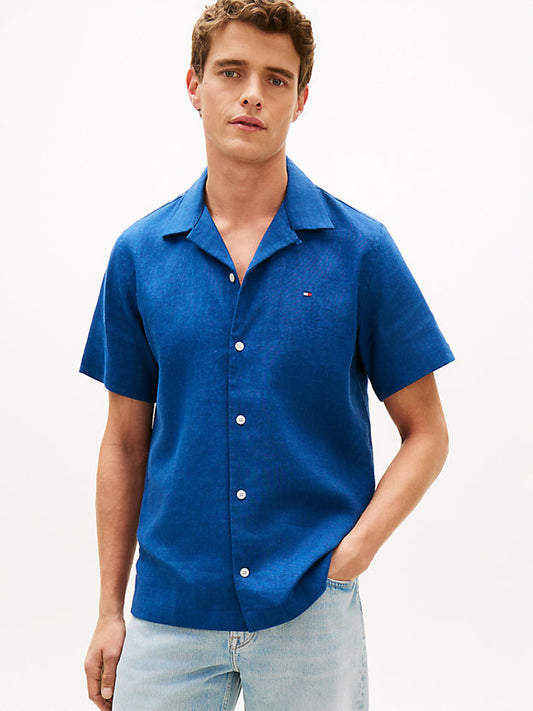 Regular Fit Linen Blend Short Sleeve Shirt