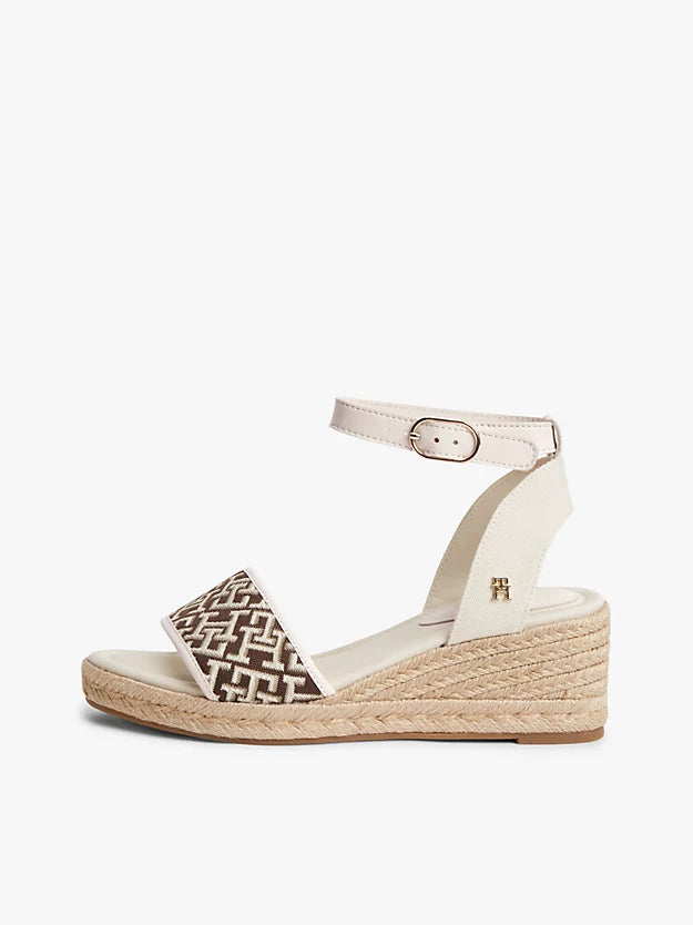 Logo Plaque Jacquard Wedge Heel Espadrilles
