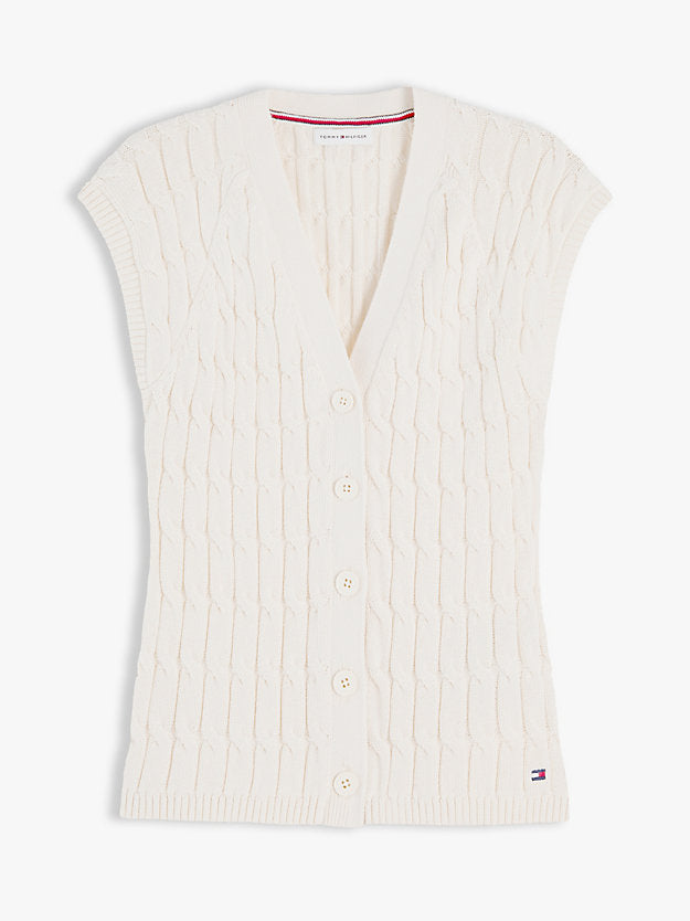 Cable Knit Slim Cap Sleeve Cardigan