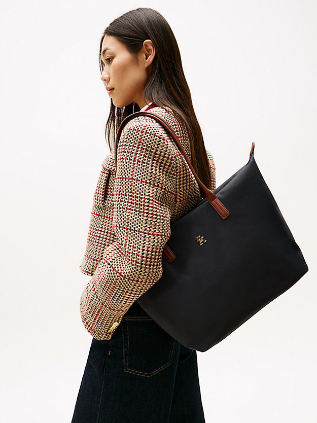 Monogram Contrast Handle Tote Bag