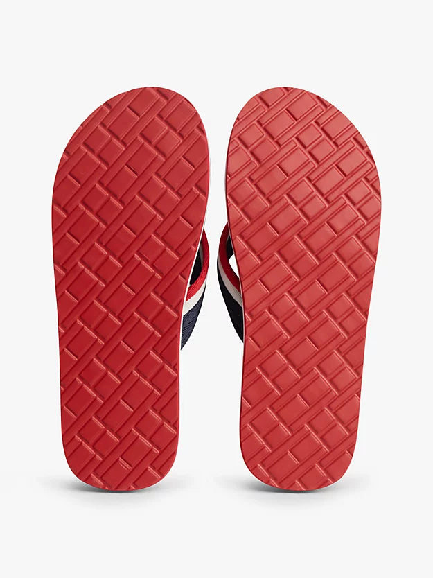 Stripe Webbing Strap Flip-Flops