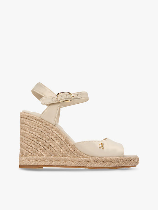 Satin Monogram Wedge Espadrilles
