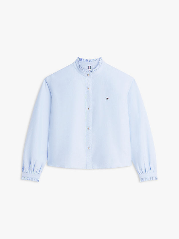Boxy Fit Ruffle Short Oxford Shirt