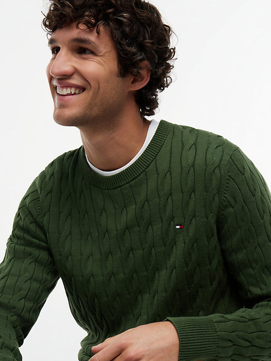 Flag Embroidery Cable Knit Jumper