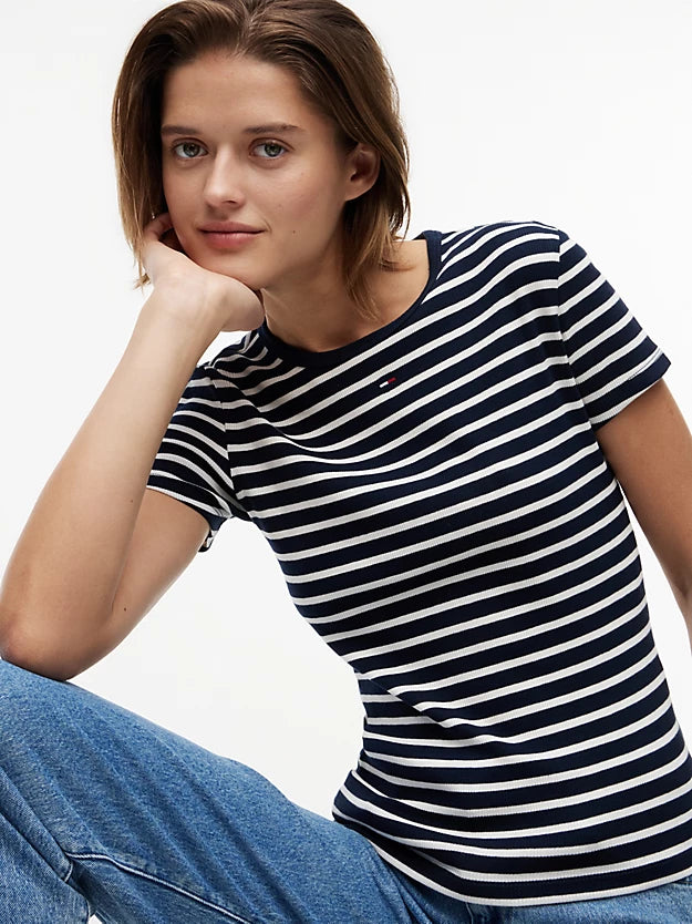 Ribbed Slim Crew Neck T-Shirt
