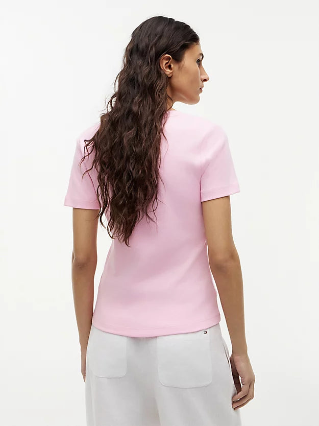 Flag Embroidery Slim V-Neck T-Shirt