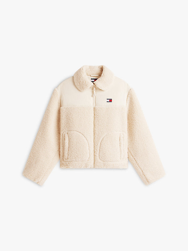 Badge Teddy Fleece Collared Jacket