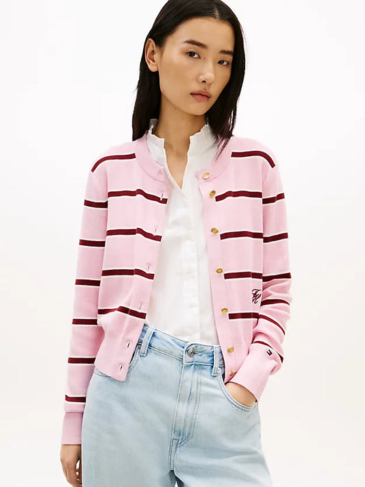 Premium Knit Gold-Tone Button Cardigan