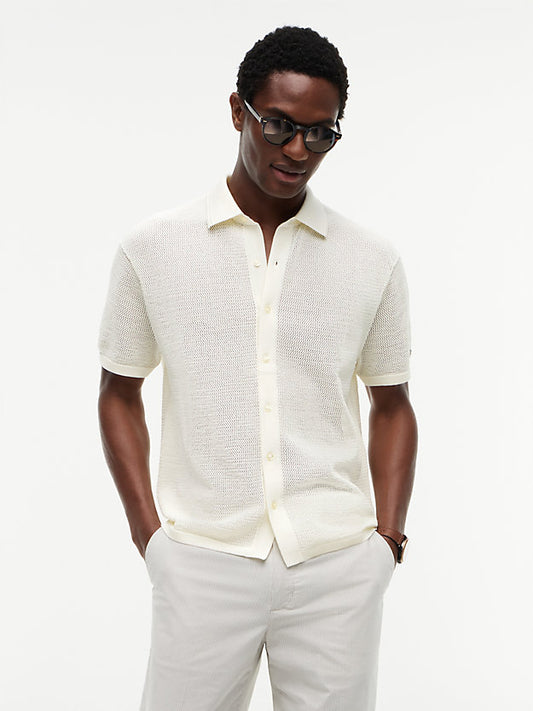 New York Label Relaxed Fit Waffle Knit Shirt