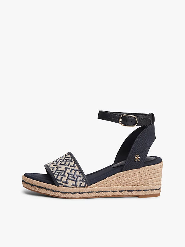 Logo Plaque Jacquard Wedge Heel Espadrilles