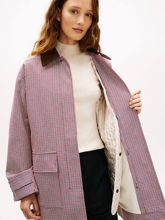 Water Repellent Check Oversized 2-In-1 Coat