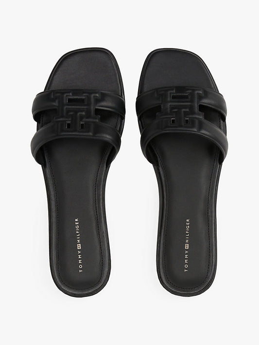 Leather Monogram Strap Mules