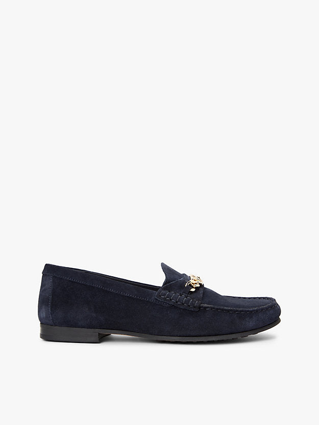 Suede Chain Penny Loafers