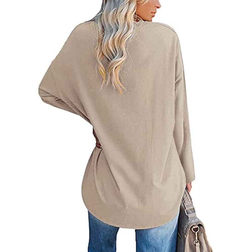 Haut ample à manches longues et col en V tendance pour femme (achetez-en 3, livraison gratuite)