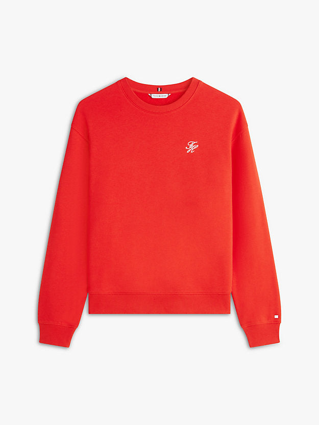 Logo Embroidery Crew Neck Sweatshirt