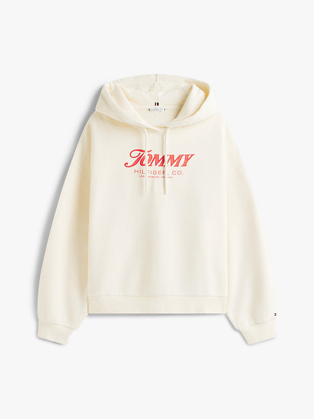 Curve Textured Logo Relaxed Drawstring Hoody