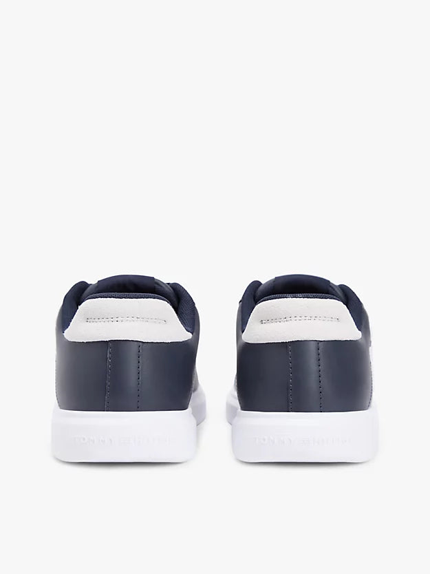 Leather Logo Embroidery Court Trainers