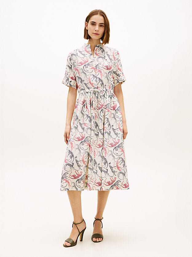 Pure Linen Midi Shirt Dress